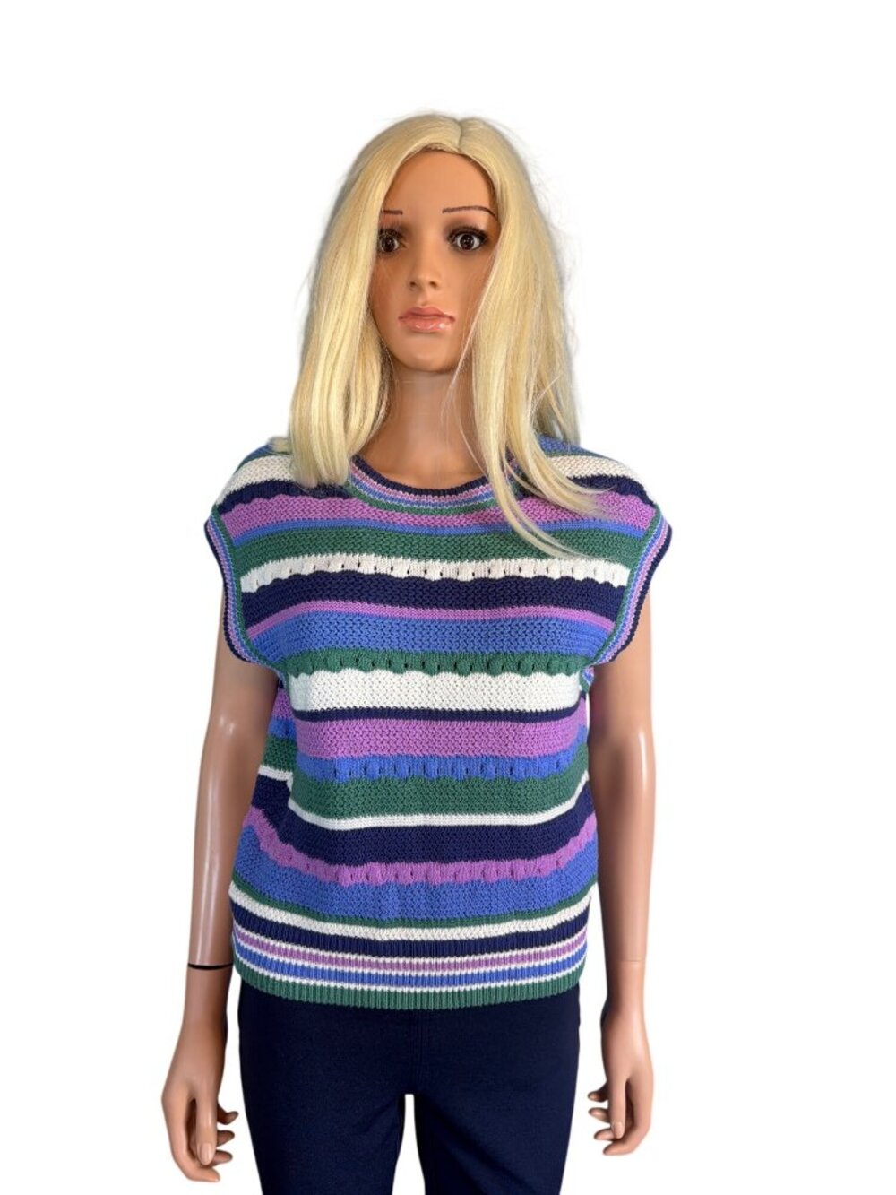 Marine Layer Rory Crochet Vest Cool Stripe Sleeveless Top Knitwear Small NWT - Picture 15 of 15